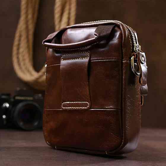 Небольшая мужская сумка из натуральной кожи Vintage 20478 Коричневый Киев