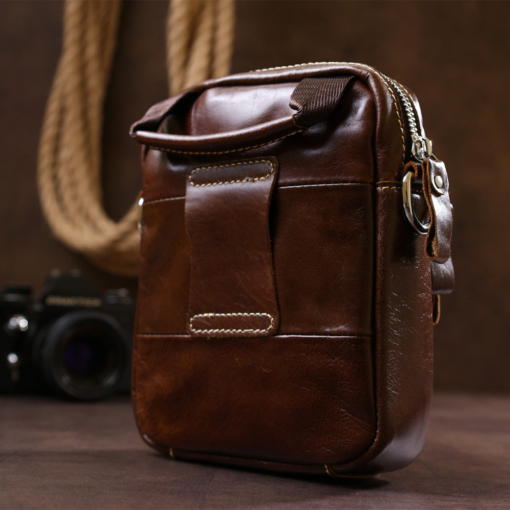 Небольшая мужская сумка из натуральной кожи Vintage 20478 Коричневый Киев - изображение 2