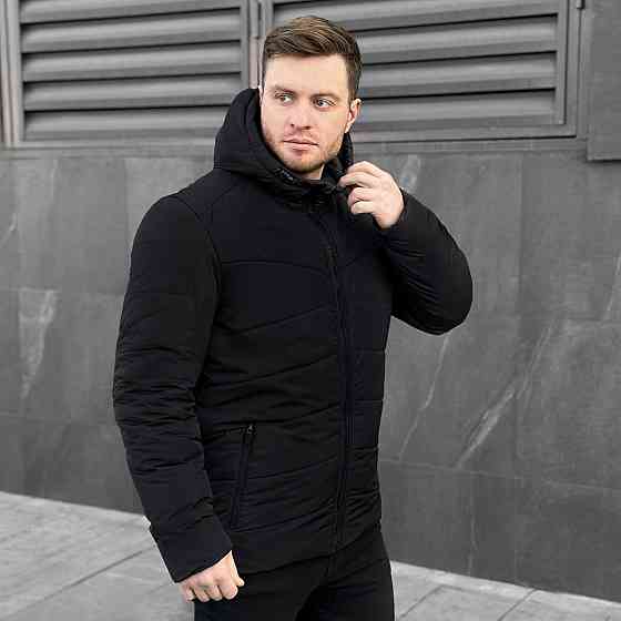 Зимняя куртка мужская теплая с капюшоном короткая Frost Pobedov Winter Jacket Dzen черная M Одесса