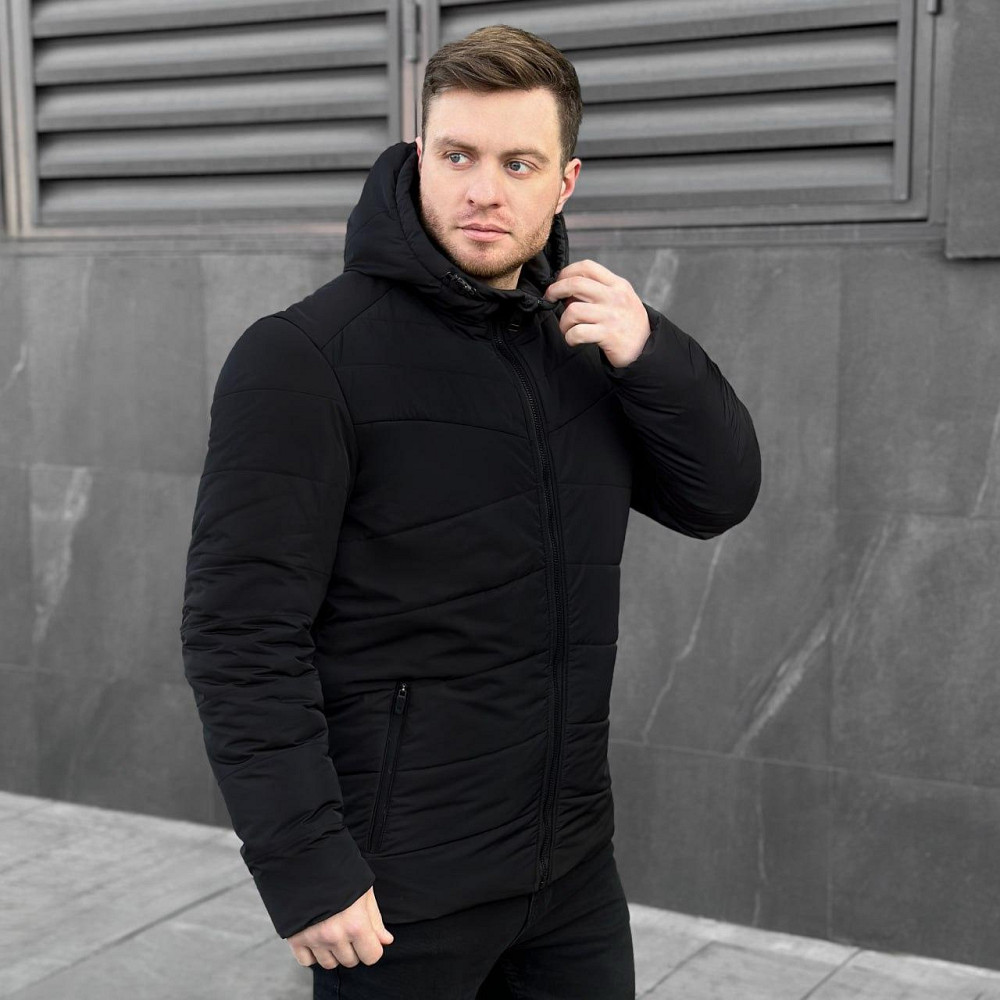 Зимова чоловіча куртка тепла з капюшоном коротка Frost Pobedov Winter Jacket Dzen чорна M Одеса - фото 5