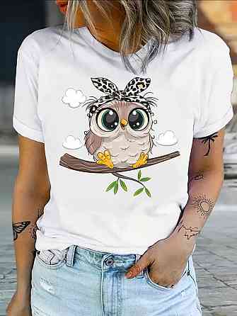 Футболка женская турецкий трикотаж 3D накат Белый Сова1 Харьков