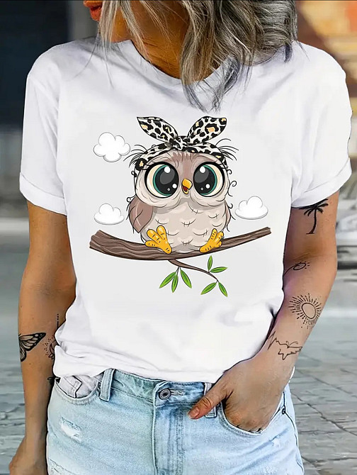 Футболка женская турецкий трикотаж 3D накат Белый Сова1 Харьков - изображение 1