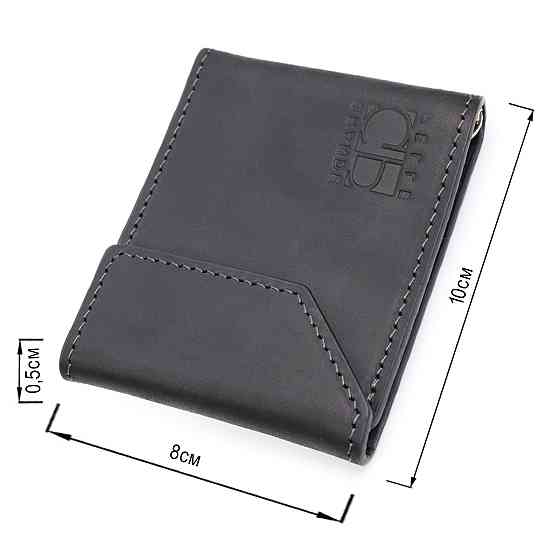 Компактный кожаный зажим для денег с держателем для Apple AirTag GRANDE PELLE 11617 Черный Киев