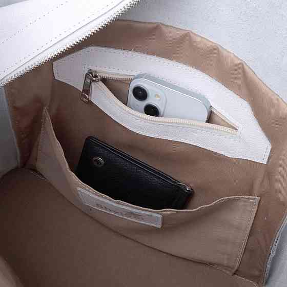 Практична сумка-шоппер із натуральної шкіри Shvigel 22844 Біла Київ