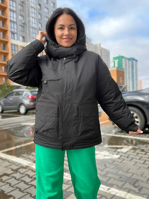 Куртка жіноча Snow Passion 6617 парка з капюшоном та кишенями оверсайз чорна, чорний, 42 Одеса - фото 4
