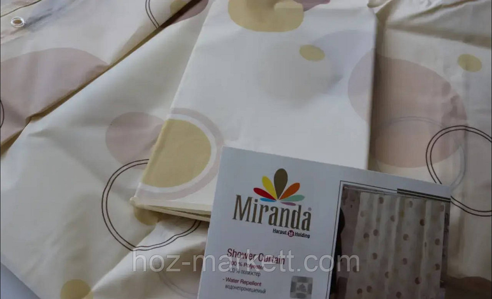 Шторка в ванную тканевая Miranda Circle 180 х 200 см бежевая Харьков - изображение 3