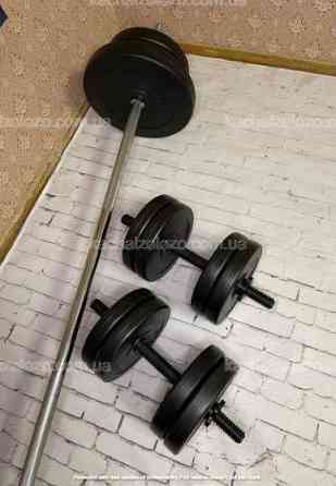 Штанга набірна + гантелі на 70 кг Гантелі, гирі, штанги та диски ударостійкий пластик Київ