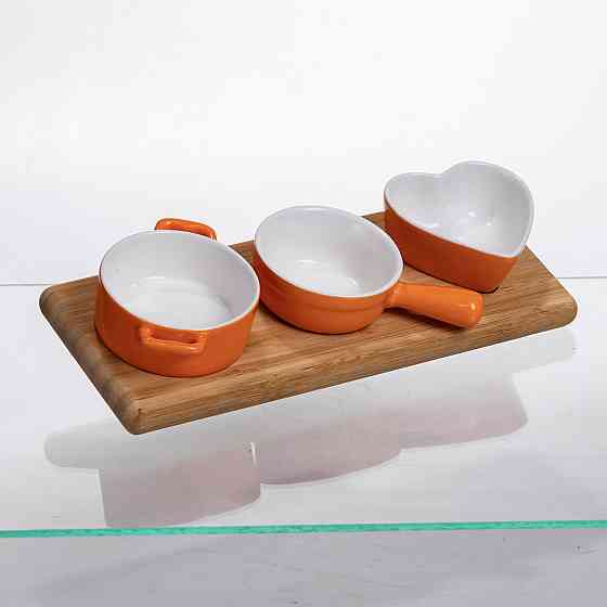 Фарфорові менажниці на бамбуковій підставці, 3 шт. Київ