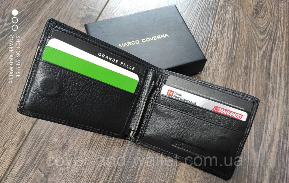 Компактний шкіряний чоловічий гаманець на магнітах Marco Coverna M101 Київ - фото 3