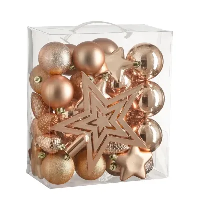 Ялинкова іграшка House Of Seasons Кульки і прикраси Пластик 40 шт D8 см D7 см D6 см Персик (8720967923694) Вінниця