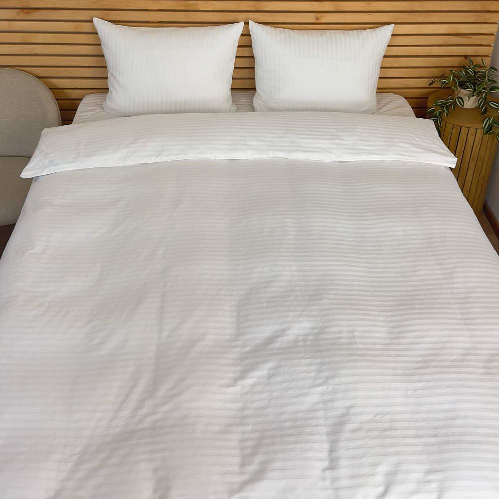 Постільна білизна Євро комплект Страйп Сатин 125 г/м2 YouStar (Білий) 2 х 50х70 Суми - фото 2