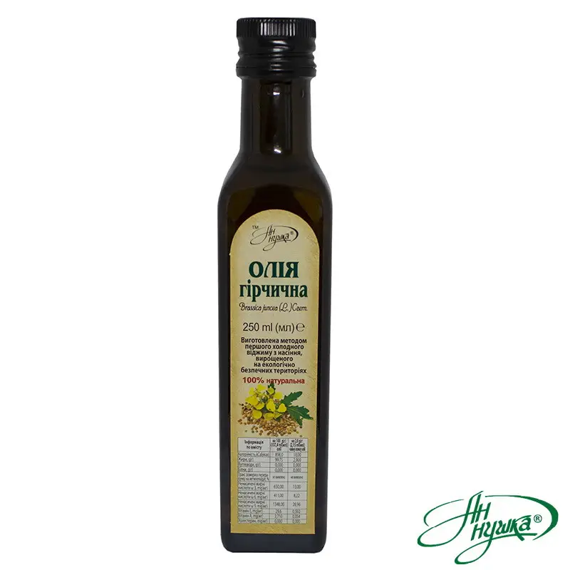 Ан-нушка МАСЛО Горчичное, Олія гірчична нерафінована першого віджиму, нетто 250 ± 9 мл.скло, стекло Киев - изображение 1