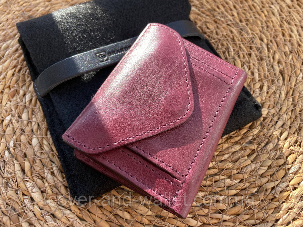 Маленький жіночий гаманець із натуральної італійської шкіри кольору марсала Grande Pelle 503661 Київ - фото 2