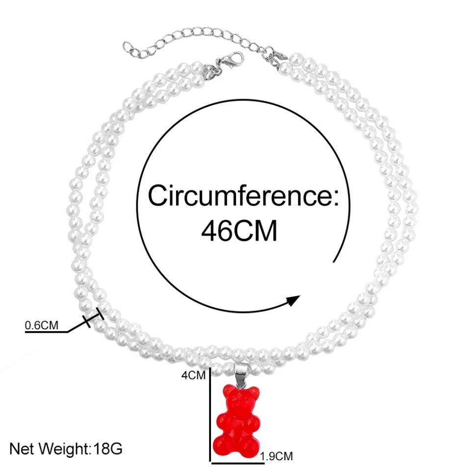 Ожерелье с мармеладным мишкой красным - длина 37см, размер мишки 3*2см Киев - изображение 3