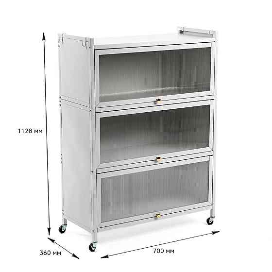 Розкладна триярусна світло-сіра шафа для зберігання Київ