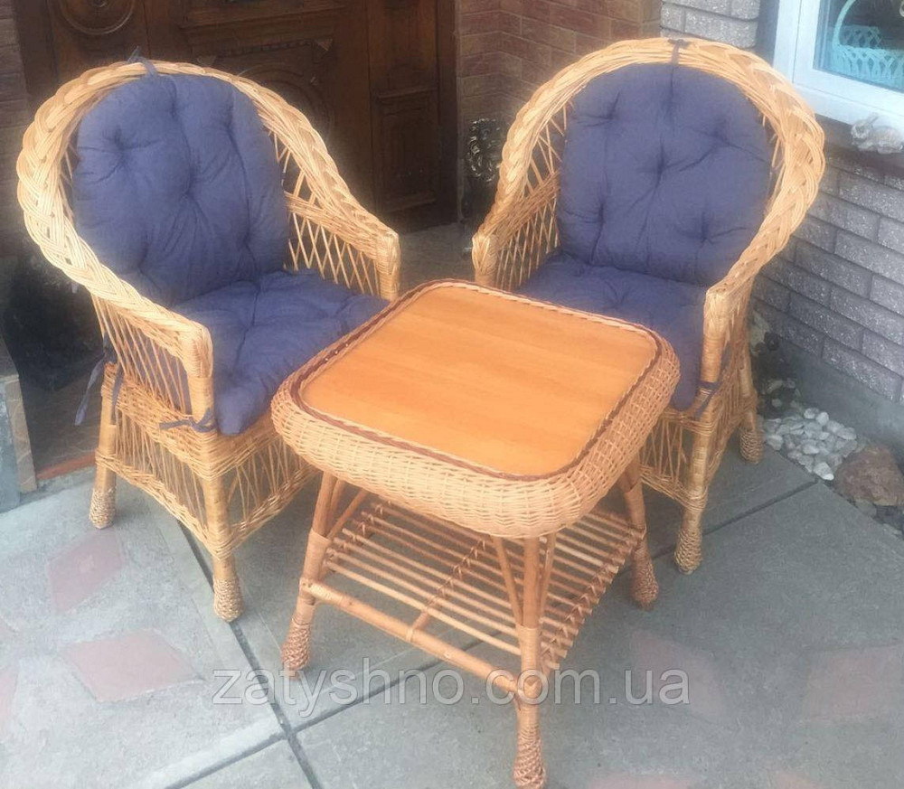 Меблі із лози з накидками | комплект плетених меблів зі столом меблі плетені з подушками Київ - фото 9