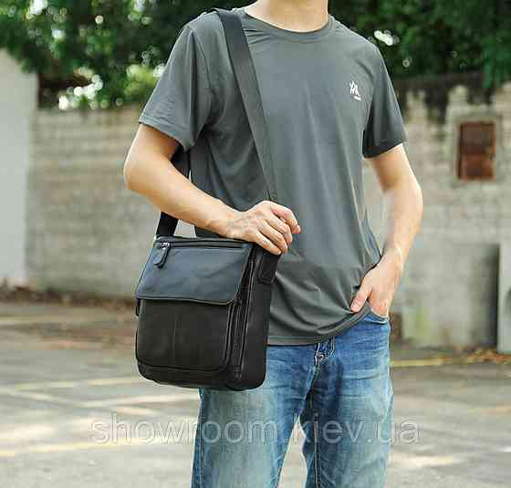 Мужская барсетка через плечо Leather Collection (819) кожаная черная Киев