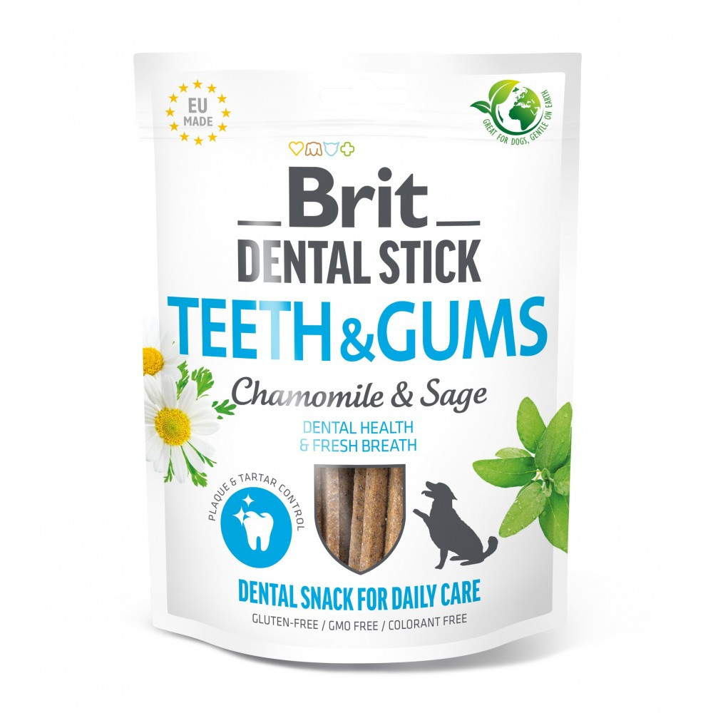 Лакомства для собак Brit Dental Stick Teeth & Gums здоровые десна и зубы, ромашка и шалфей, 7 шт, 251 г Винница - изображение 1