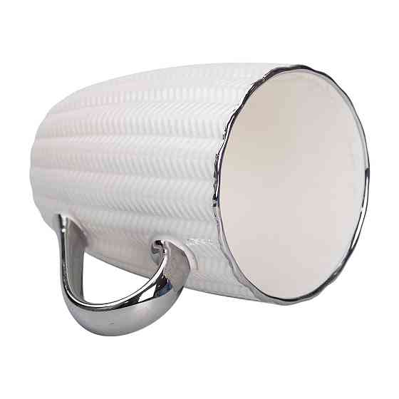 Чашка фарфоровая с серебристым ободком, бежевая Киев