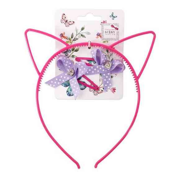Обруч для волос Lukky с ушками и двумя заколками (T18561) Харьков