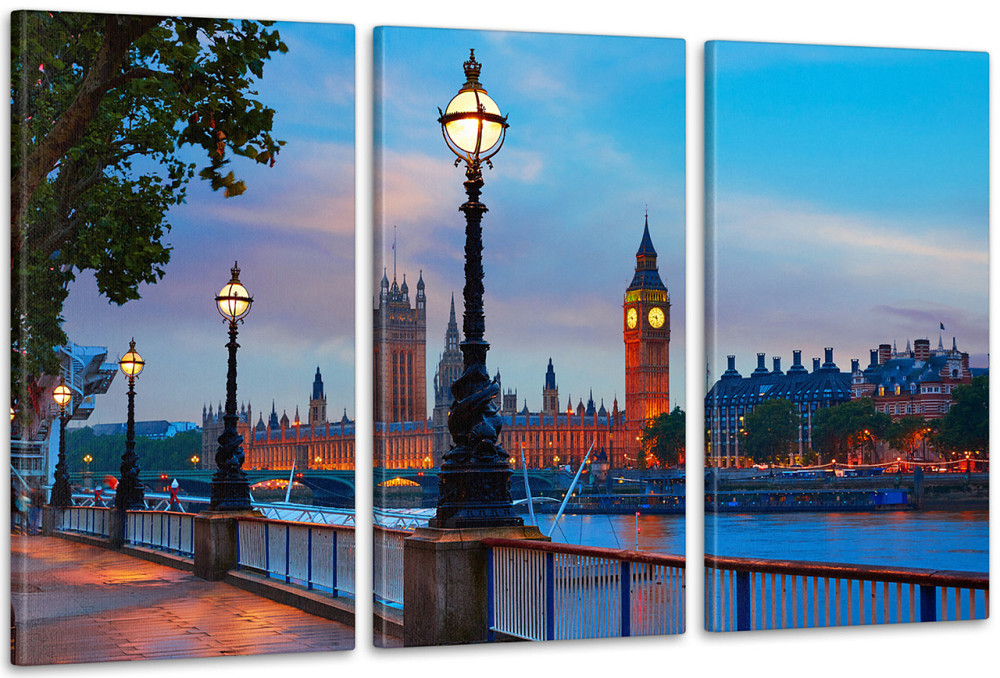 Модульна картина Нічної міста Арт-205_3А 70x130 см Київ - фото 1