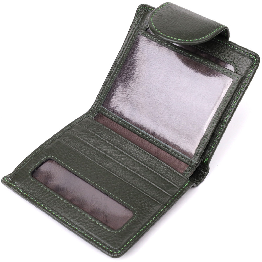 Вертикальный женский кошелек из натуральной кожи ST Leather 23070 Зеленый Киев - изображение 6