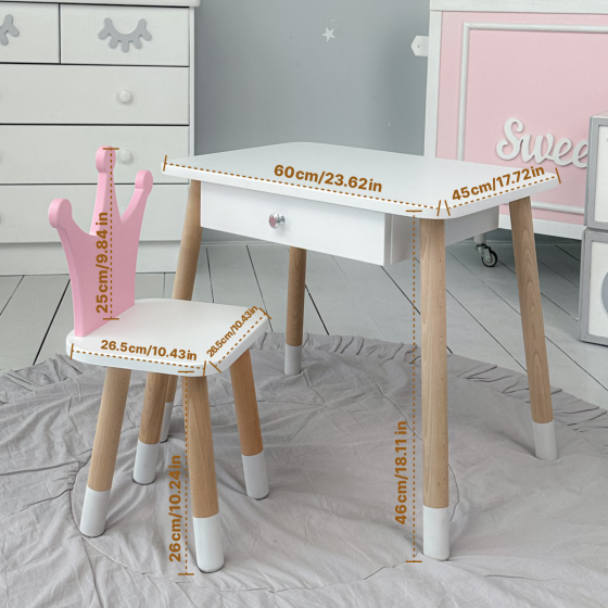 Дитячий столик зі стільчиком "Корона" біло-рожевий Київ