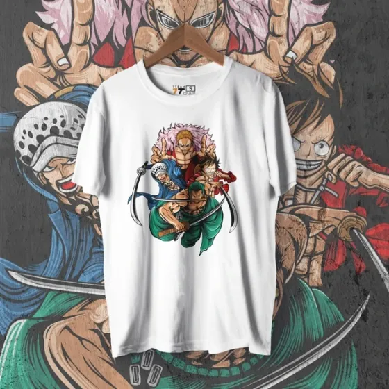 Футболка мужская с принтом Ван Пис Луффі, Зоро, Трафальгард, Дофламінго Размер 48 Anime0170 Днепр