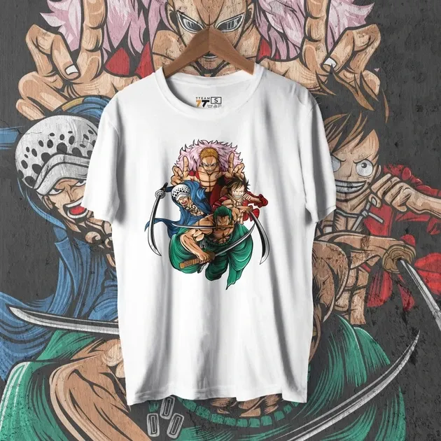 Футболка мужская с принтом Ван Пис Луффі, Зоро, Трафальгард, Дофламінго Размер 48 Anime0170 Днепр - изображение 1