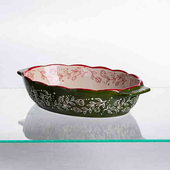 Форма для запікання Vintage 25×15×5 (см) овальна з ручками Зелена HM05-01 Коломия