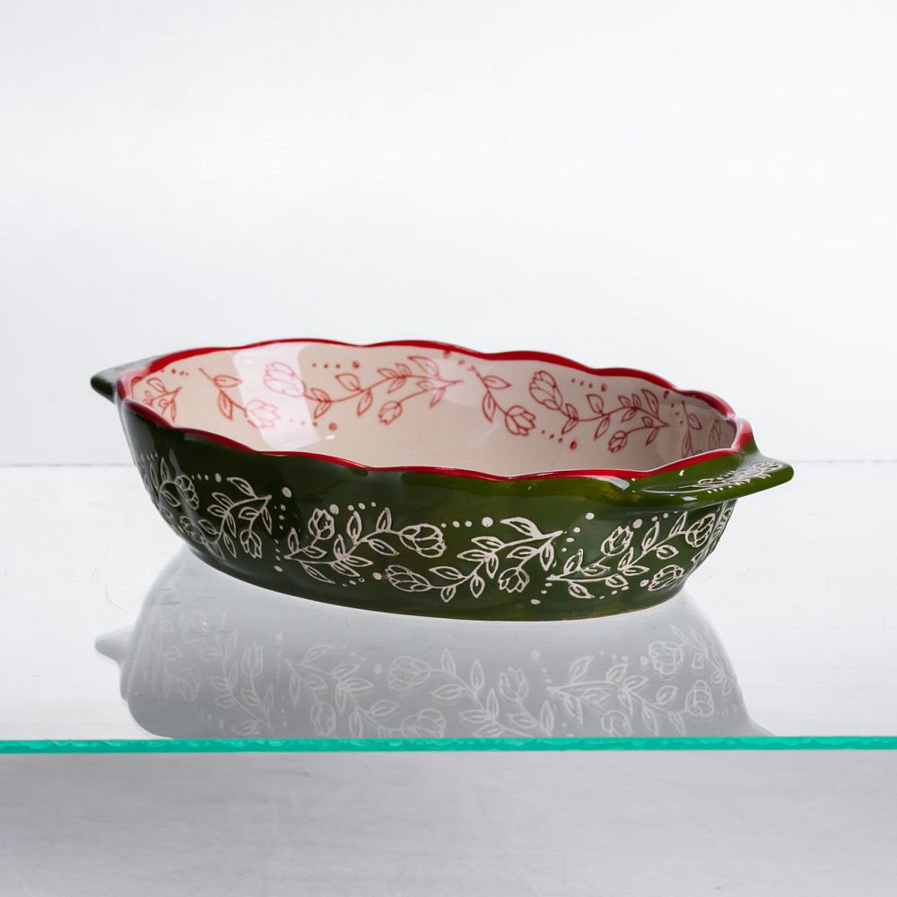 Форма для запікання Vintage 25×15×5 (см) овальна з ручками Зелена HM05-01 Коломия - фото 4
