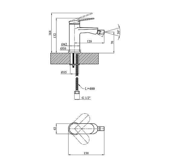 Смеситель для биде Kroner Element 211210-5301 Киев