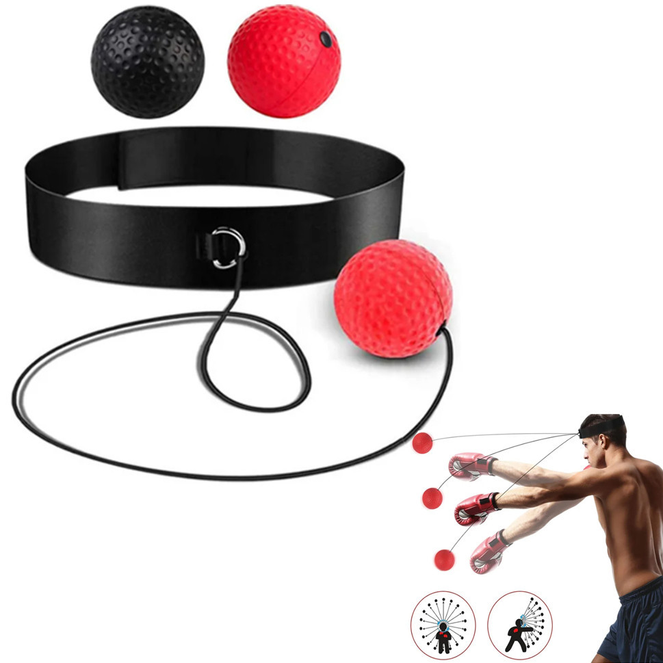 Пневмотренажер для бокса с двумя мячами, файтбол fight ball Black-Red Бровары - изображение 1