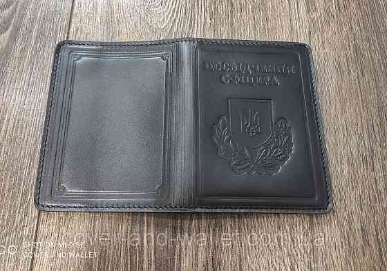 Чорна шкіряна обкладинка на посвідчення Офіцера Puos Київ