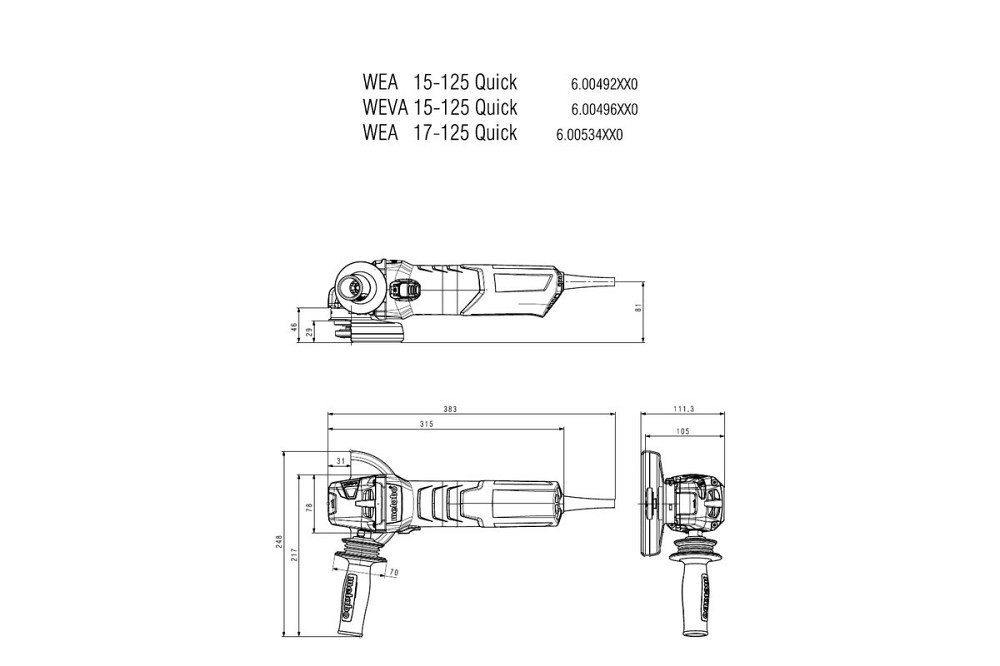 Машина кутова шліфувальна Metabo WEV 17-125 QUICK (600516000) Коломия - фото 7