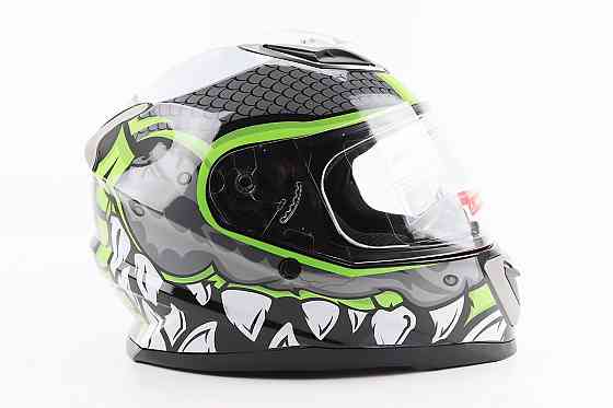 Шолом інтеграл, закритий BLD-M62 М (57-58см), СІРИЙ/НЕОНОВО-ЗЕЛЕНИЙ "T-Rex" Киев