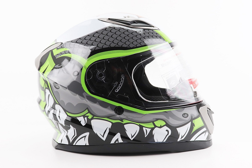 Шолом інтеграл, закритий BLD-M62 М (57-58см), СІРИЙ/НЕОНОВО-ЗЕЛЕНИЙ "T-Rex" Киев - изображение 3