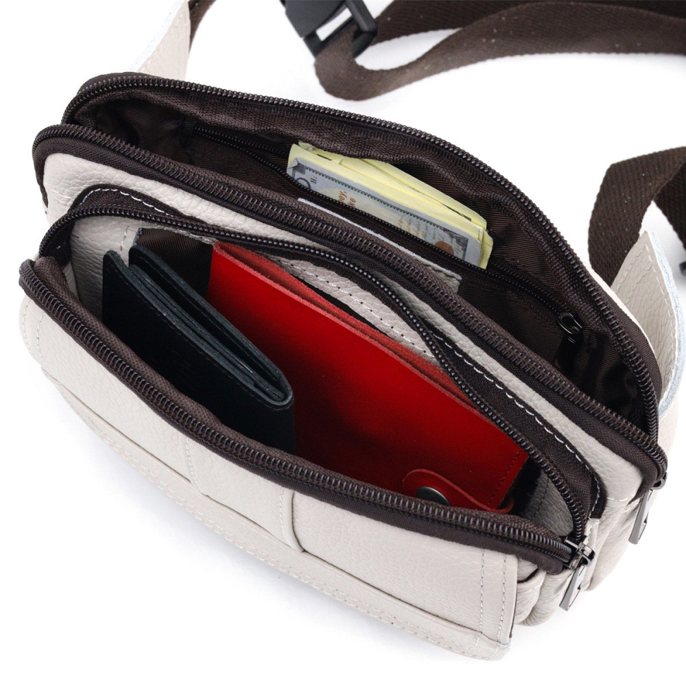 Сумка на пояс из натуральной кожи Vintage 21305 Белая Киев - изображение 6