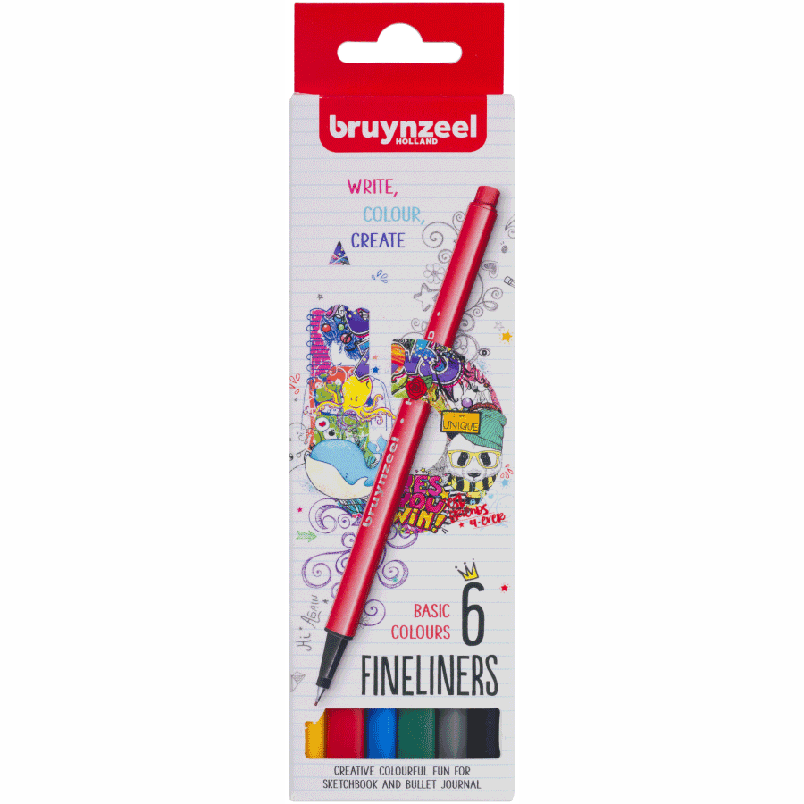 Набір лінерів FINELINER Basic 6кол Bruynzeel Київ - фото 1