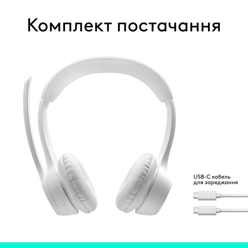 Bluetooth-гарнітура Logitech Zone 300 Wireless Off-White (981-001417) Білий Харьков - изображение 13