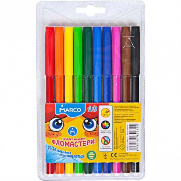 Фломастери "Marco" 1690-10 10кол "Super Washable", шт Київ - фото 1