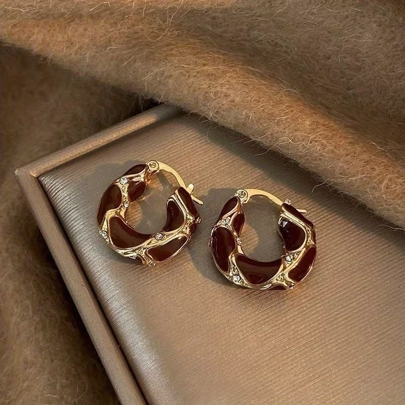 Серьги набор 3 пары в различных дизайнах с эмалью золотистые,женская бижутерия серьги комплект из цинкового сплава Каменец-Подольский - изображение 7