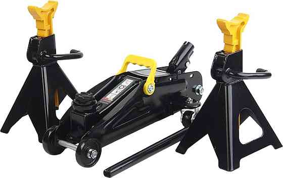 Домкрат 2т (130-330мм) підкатний гідравлічний з комплектом стійок механічних + гумова накладка Одеса