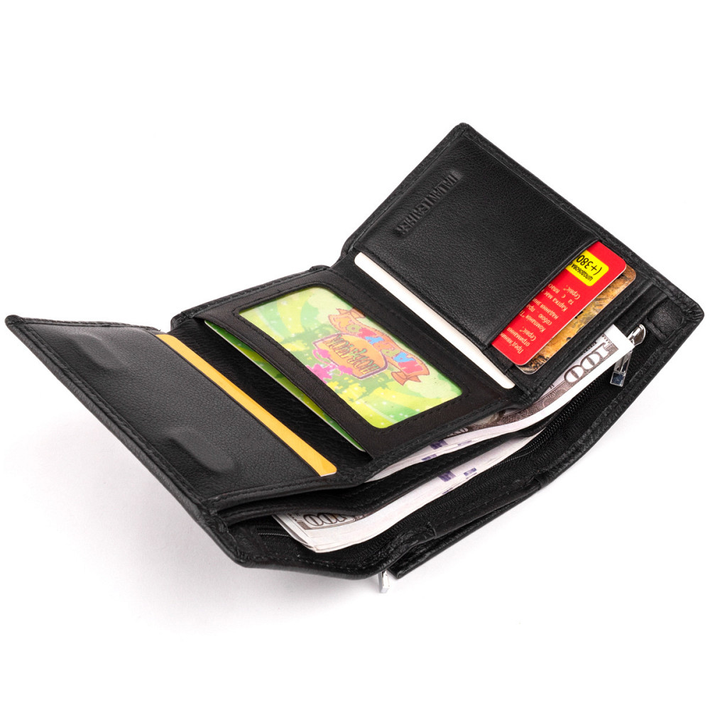 Горизонтальное портмоне из кожи унисекс на магните ST Leather 19331 Черное Киев - изображение 3