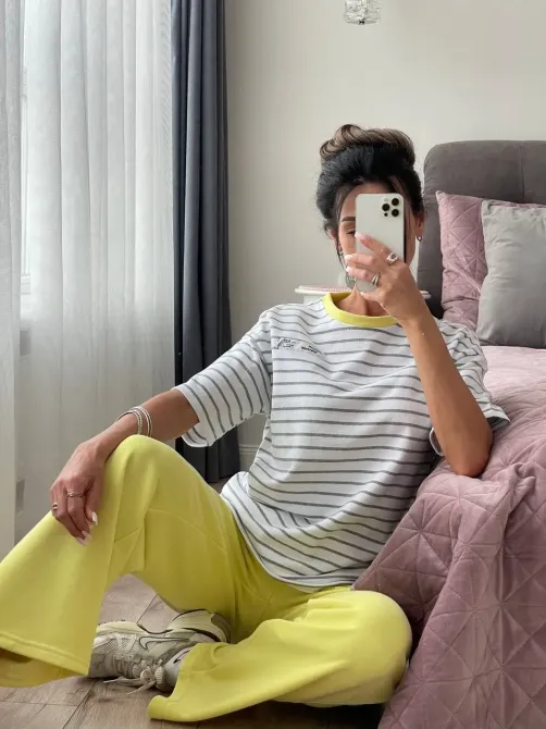 Женский хлопковый комплект (футболка + брюки) повседневная комфортная базовая одежда Одесса - изображение 12