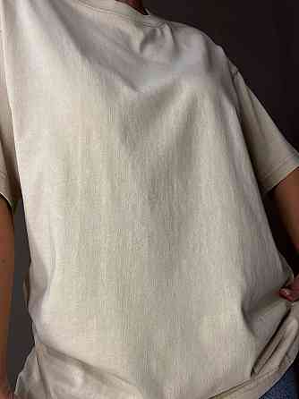 Футболка жіноча A-N 48020 базова оверсайз подовжена вільний крій варена тай дай one size, бежевий, one size Київ