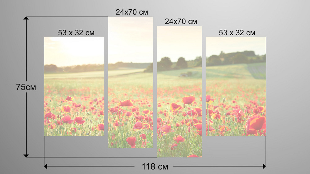 Модульна картина Поле маків Art-136_4 Київ - фото 3