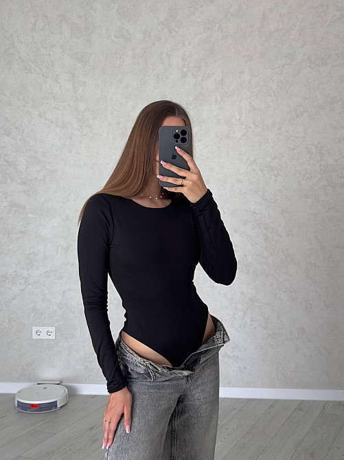 Женский базовый боди с длинным рукавом микродайвинг Черный Одесса - изображение 1