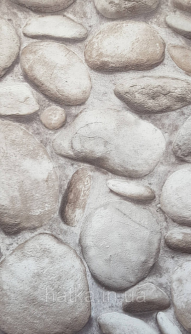 Шпалери вінілові на флізеліні AdaWall Roka 1.06х10 під морський камінь структурні білі бежеві 23113-1 Київ - фото 2