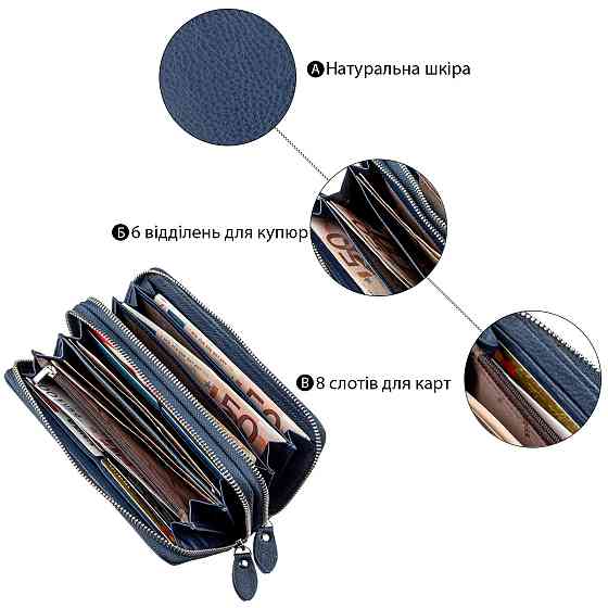 Цікавий жіночий клатч з ремінцем Синій (ST Leather) Київ